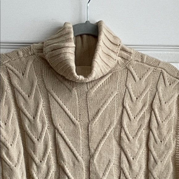 SHEIN Cream Cable Knit Turtleneck Sweater - Picture 2 of 2